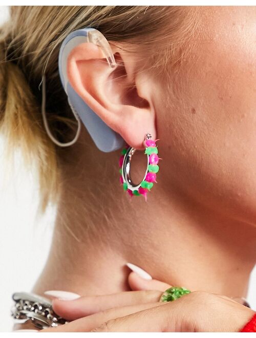 Asos Design hoop earrings in rubber spike design