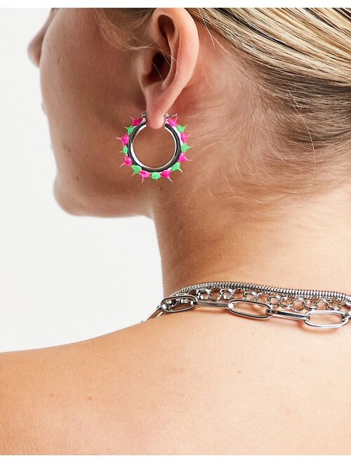 Asos Design hoop earrings in rubber spike design