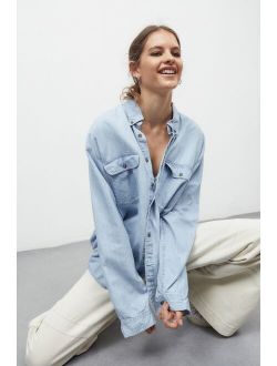 Vintage Oversized Chambray Button-Down Shirt