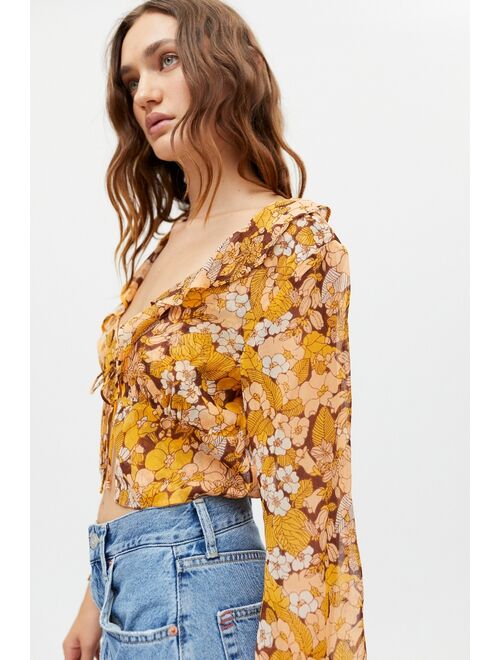 Urban outfitters UO Juliet Floral Tie-Front Blouse