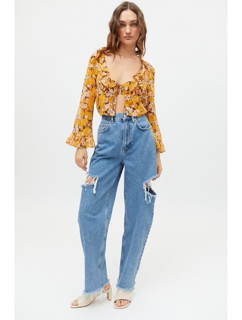 Urban outfitters UO Juliet Floral Tie-Front Blouse