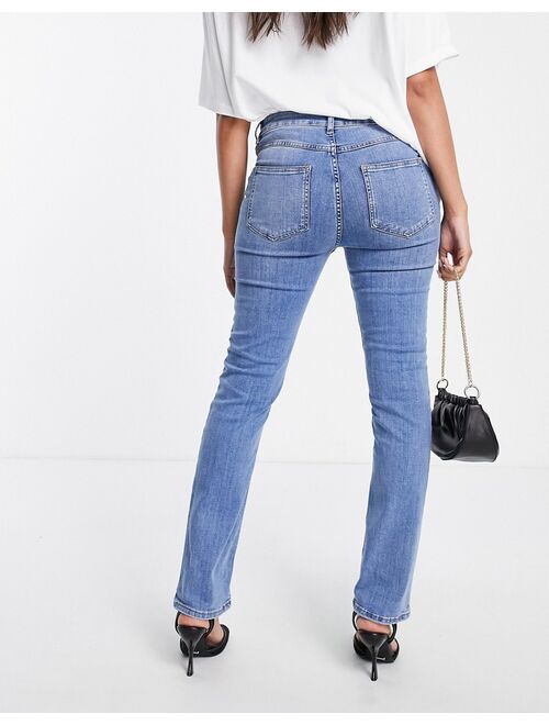 Asos Design Maternity high rise 'sassy' cigarette jeans in bright midwash with elastic side waistband