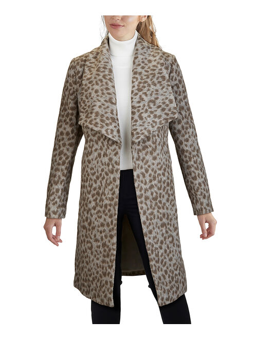 Cole Haan Taupe & Silver Leopard Wool-Blend Coat - Women