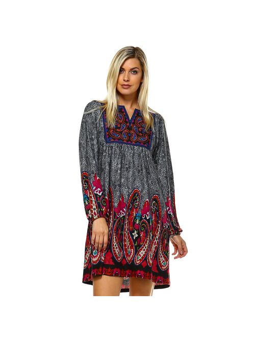 Women's White Mark Smocked Paisley Sweaterdress