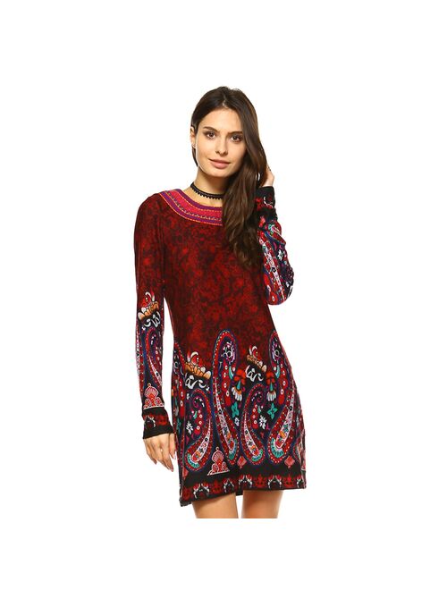 Women's White Mark Paisley Embroidered Sweaterdress