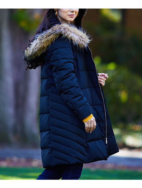 Cole Haan | Navy Faux Fur-Trim Hooded Puffer Jacket - Women