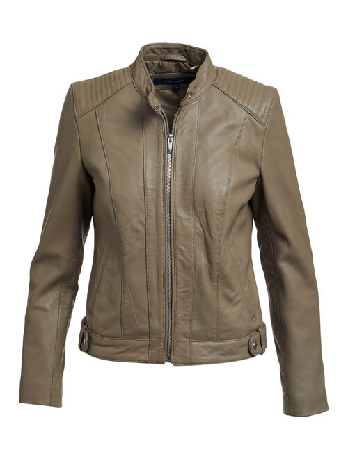 Cole Haan | Cement Zip-Front Leather Moto Jacket - Women