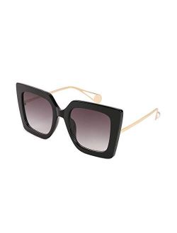 Oversized Square Pearl Inlay Arm Cat Eye Fashion Sunglasses for Women B2625
