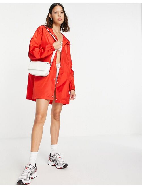 Asos Design button through rain jacket in red