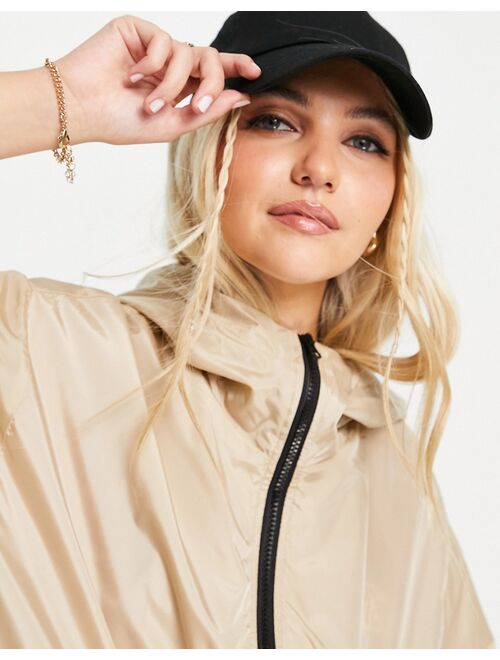 Asos Design rain bomber jacket in camel