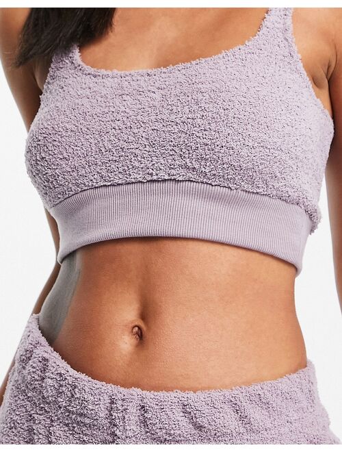 Asos Design lounge fluffy crop top & short set in mink