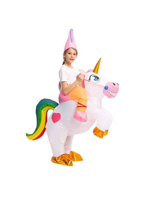 Spooktacular Creations Inflatable Costume Unicorn Riding a Unicorn Air Blow-up Deluxe Halloween Costume