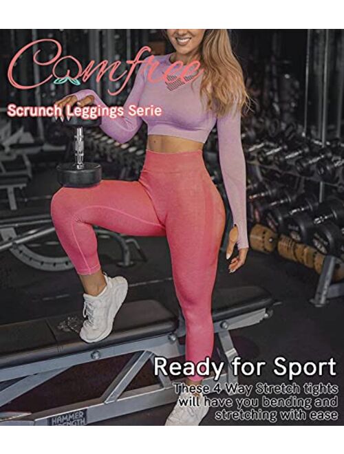 COMFREE Women Scrunch Butt Lifting Leggings Seamless High Waist Ruched Yoga Pants Workout Leggings Gym