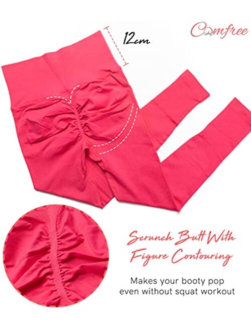 COMFREE Women Scrunch Butt Lifting Leggings Seamless High Waist Ruched Yoga Pants Workout Leggings Gym