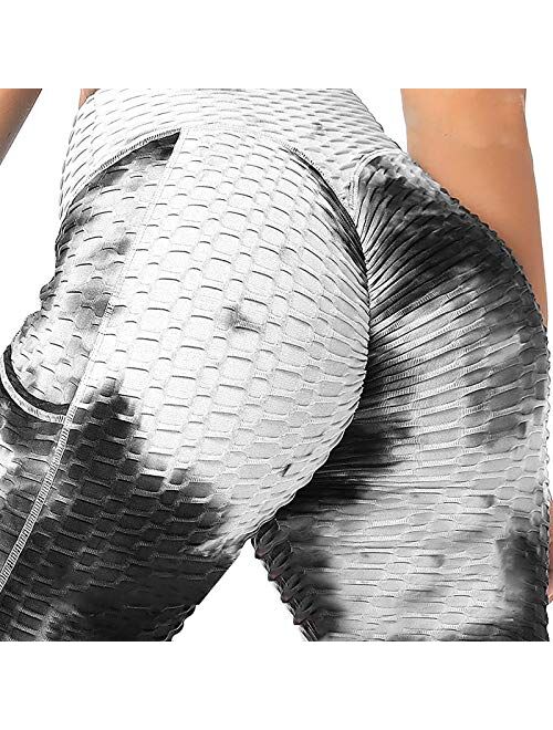 TUSANG Women's Yoga Pants Scrunch Butt Leggings Bubble Hip Tummy Control Sport Tights Soft Running Sports Pants