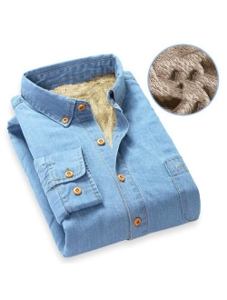 Top Quality Fashion Winter Jeans Shirt Men Warm Fleece Lined Velvet Denim Shirts 4Xl Male Bottoming Shirt