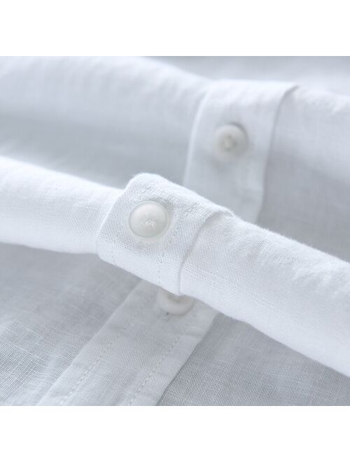 Spring New Multicolor Men's 100% Pure Linen Long Sleeve Shirt Cotton Linen Men's Youth Business Casual Cardigan Men's Shirt