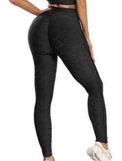 CROSS1946 Sexy Women's Textured Booty Workout Yoga Pants High Waist Ruched Butt Lifting Leggings Anti Cellulite