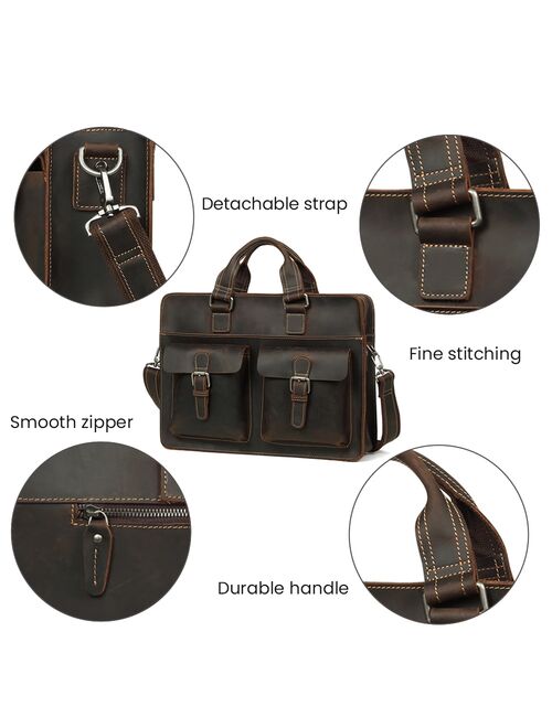 JOYIR 2021 Vintage Men's Cow Genuine Leather Briefcase Crazy Horse Leather Messenger Bag Male Laptop Bag Men Business Travel Bag