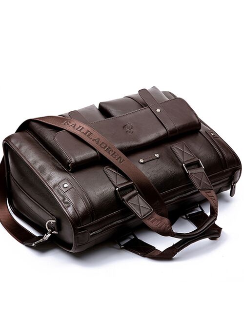 Men Leather Black Briefcase Business Handbag Messenger Bags Male Vintage Shoulder Bag Men's Large Laptop Travel Bags