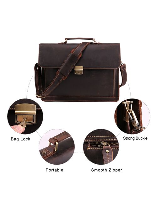 JOYIR Crazy Horse Genuine Leather Men's Briefcase Vintage Messenger Shoulder Bag Men's Business Laptop Handbag For Male 6393