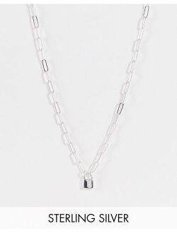 silver plate necklace with mini padlock