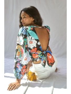 Conditions Apply Floral Tie-Back Blouse