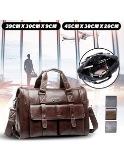 Men Leather Black Briefcase Business Vintage Handbag Laptop Bag Casual Messenger Bag Big Capacity Shoulder Bag Travel Bag