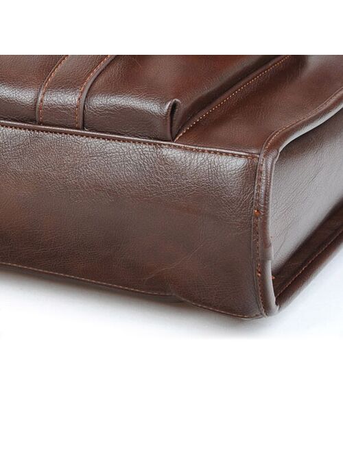Men Leather Black Briefcase Business Handbag Messenger Bags Male Vintage Shoulder Bag Men's Large Laptop Travel Bags CZ Stock