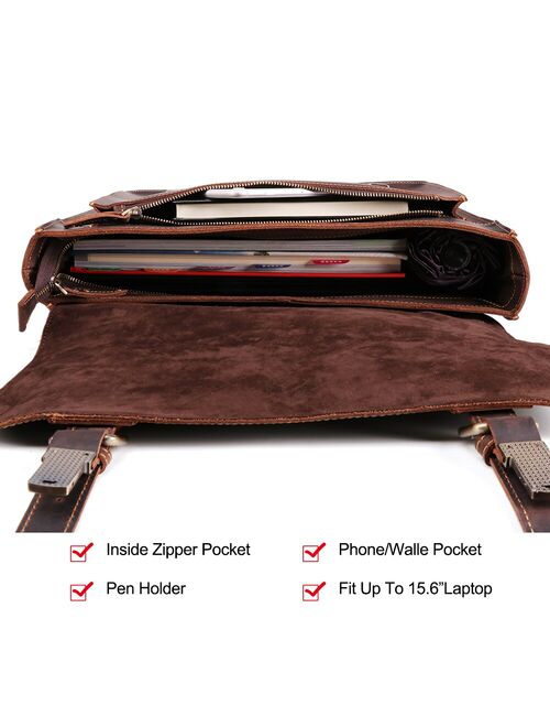 JOYIR 2021 Vintage Men's Genuine Leather Briefcase Crazy Horse Genuine Leather Messenger Male Laptop Bag Men Business Travel Bag