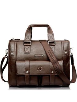 Men Briefcases Business Handbag Vintage Laptop Bag High Capacity Horizontal Leather Messenger Crossbody Travel Gift File storage