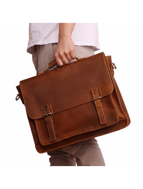 JOYIR Crazy Horse Genuine Leather Men Briefcase Casual Messenger Laptop Bag Business Men Briefcase Bag for Document Shoulder Bag