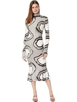 Long Sleeve Turtle Fishtail Dress To Midcalf