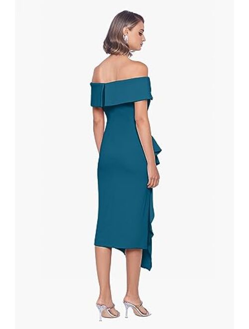 Betsy & Adam Off-the-Shoulder Cuff Midi Dress