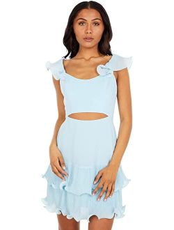 Tulle Mesh Ruffle Cocktail Dress
