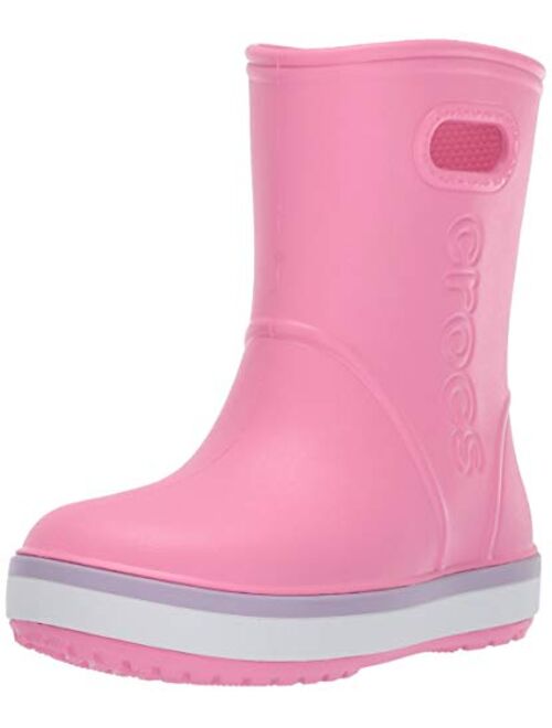 Crocs Kids' Crocband Rain Boots, Pink Lemonade/Lavender, 12 Little Kid
