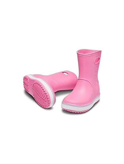Crocs Kids' Crocband Rain Boots, Pink Lemonade/Lavender, 12 Little Kid