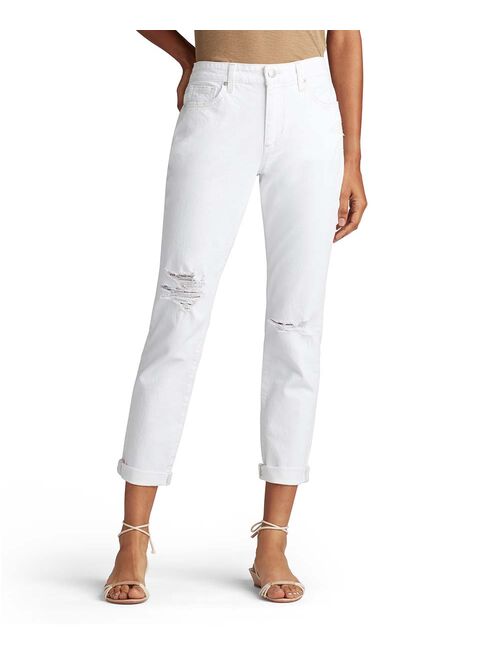 Joe's Jeans Airdrie White High-Rise Rolled-Cuff Straight-Leg Jeans - Women