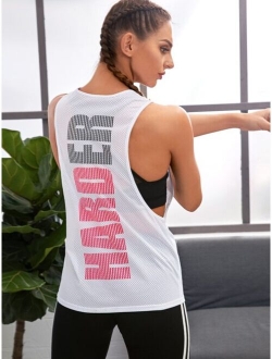 Letter Graphic Drop Armhole Sports Tank Top