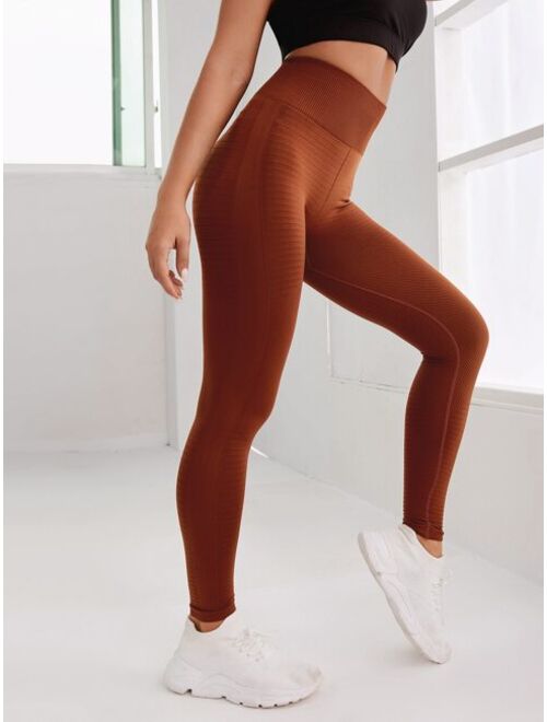 Shein Solid Wide Waistband Sports Leggings