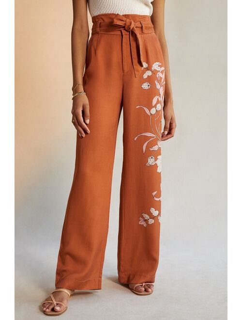 Anthropologie Belted Straight Pants