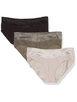 Women's Blissful Benefits No Muffin Top Cotton Stretch Lace Hipster Panties Multipack