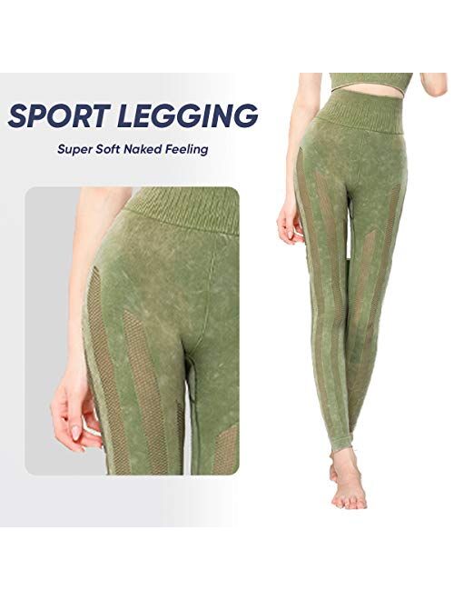 LISUEYNE Women's Mesh Leggings Yoga Pants High Waisted Women's Leggings Workout Compression Pants for Running Gym Fitness