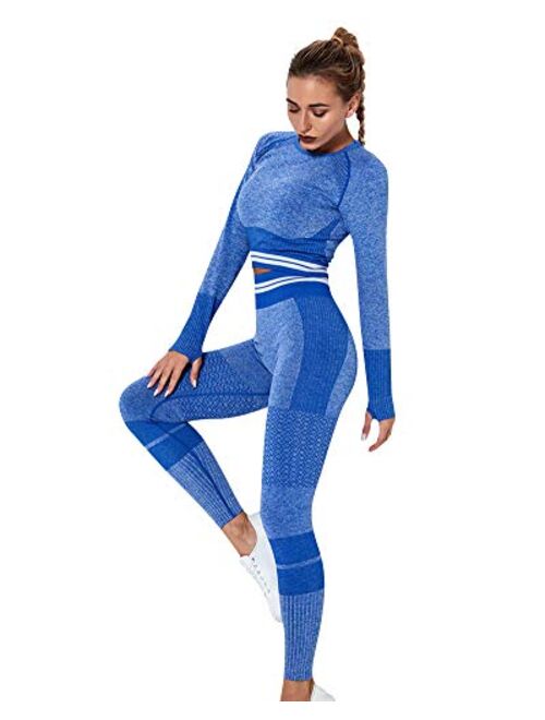 Lisueyne Workout Sets Women 2 Piece Yoga Fitness Clothes Exercise Sportswear Legging Crop Top Gym Clothes Athletic Sports Suits
