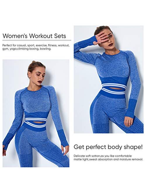 Lisueyne Workout Sets Women 2 Piece Yoga Fitness Clothes Exercise Sportswear Legging Crop Top Gym Clothes Athletic Sports Suits
