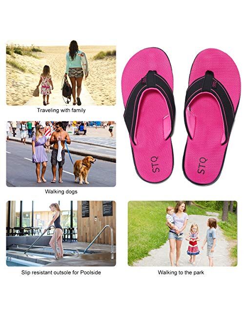 STQ Women‘s Flip-flop Non Slip Comfortable Memory Foam Thong Sandals for Outdoor