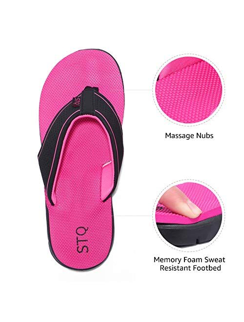 STQ Women‘s Flip-flop Non Slip Comfortable Memory Foam Thong Sandals for Outdoor