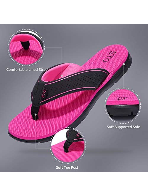 STQ Women‘s Flip-flop Non Slip Comfortable Memory Foam Thong Sandals for Outdoor