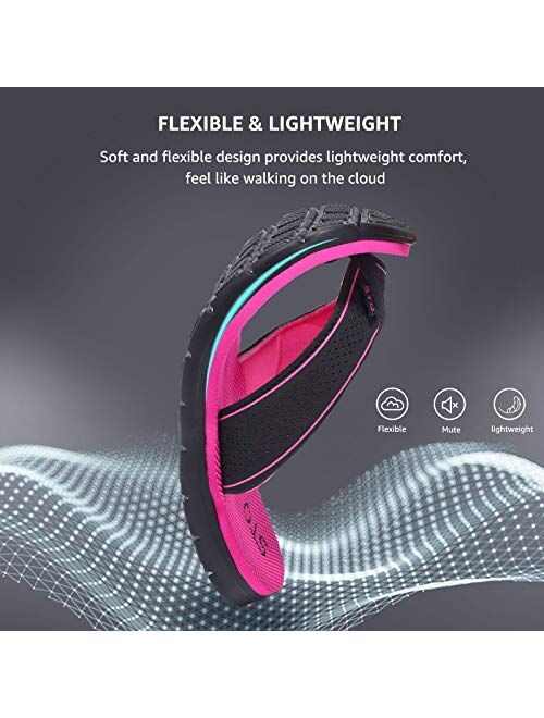STQ Women‘s Flip-flop Non Slip Comfortable Memory Foam Thong Sandals for Outdoor