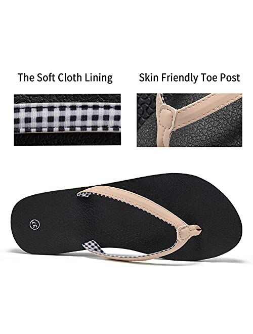 Akk Womens Flip Flops Sandals - Yoga Foam Thong Sandals with Comfort Orthotic Arch Support Non Slip Soft Slides for Beach Summer Indoor Outdoor